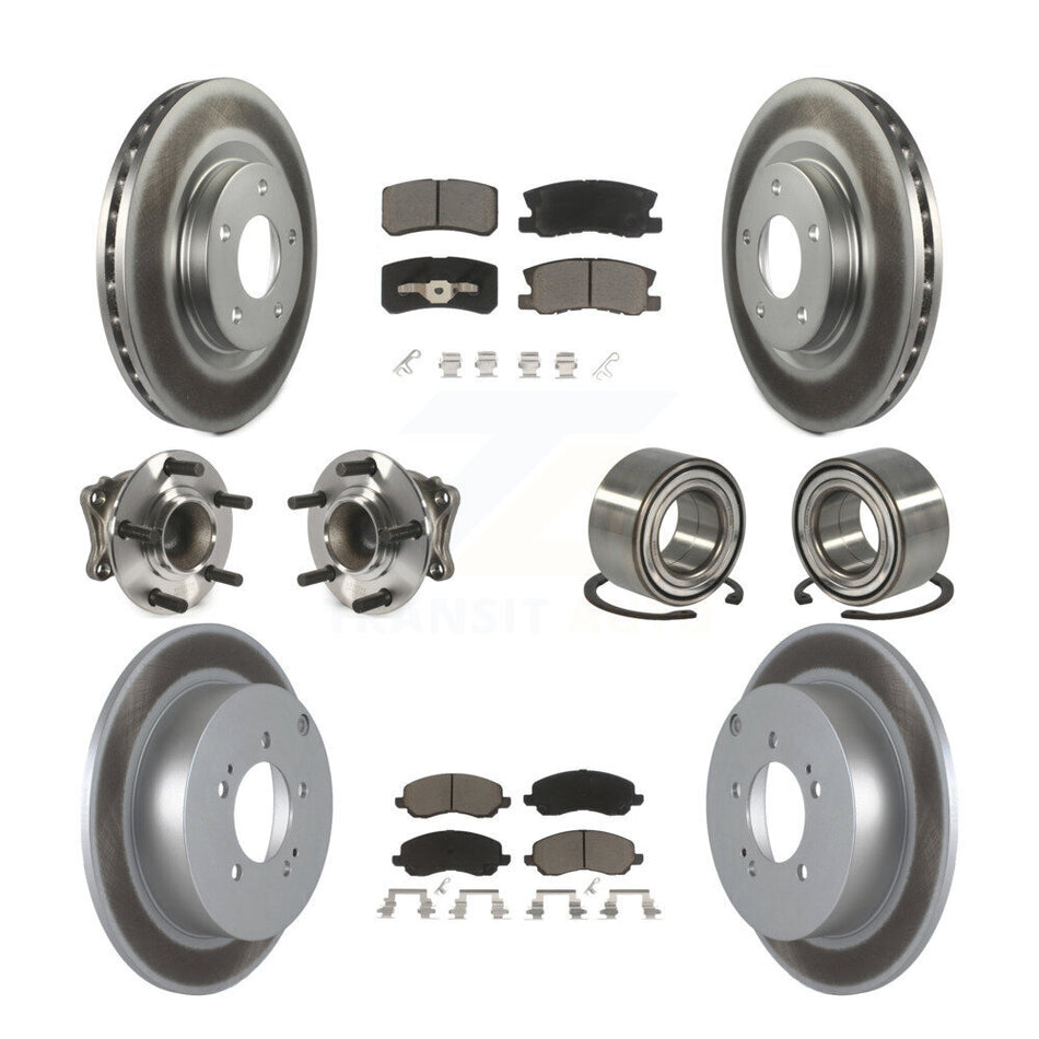 Front Rear Wheel Hub Bearings Assembly Coated Disc Brake Rotors And Ceramic Pads Kit (10Pc) For Mitsubishi Outlander KBB-117874