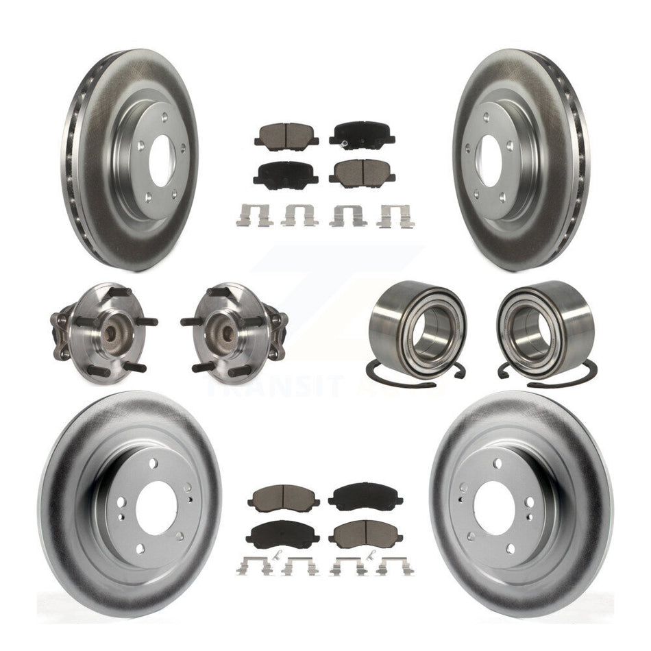 Front Rear Wheel Hub Bearings Assembly Coated Disc Brake Rotors And Ceramic Pads Kit (10Pc) For Mitsubishi Outlander Sport RVR KBB-117876