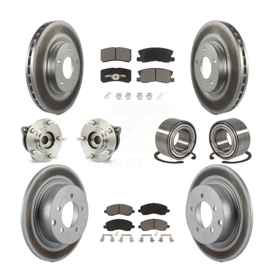 Front Rear Wheel Hub Bearings Assembly Coated Disc Brake Rotors And Ceramic Pads Kit (10Pc) For Mitsubishi Outlander Sport KBB-117878