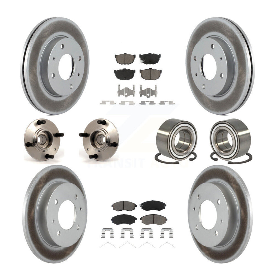 Front Rear Wheel Hub Bearings Assembly Coated Disc Brake Rotors And Ceramic Pads Kit (10Pc) For Hyundai Elantra KBB-117889