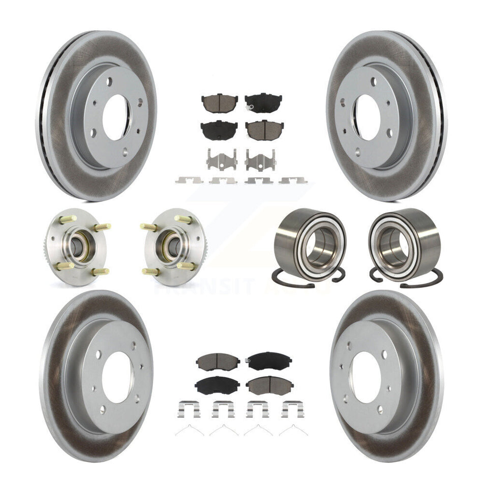 Front Rear Wheel Hub Bearings Assembly Coated Disc Brake Rotors And Ceramic Pads Kit (10Pc) For Hyundai Elantra KBB-117890