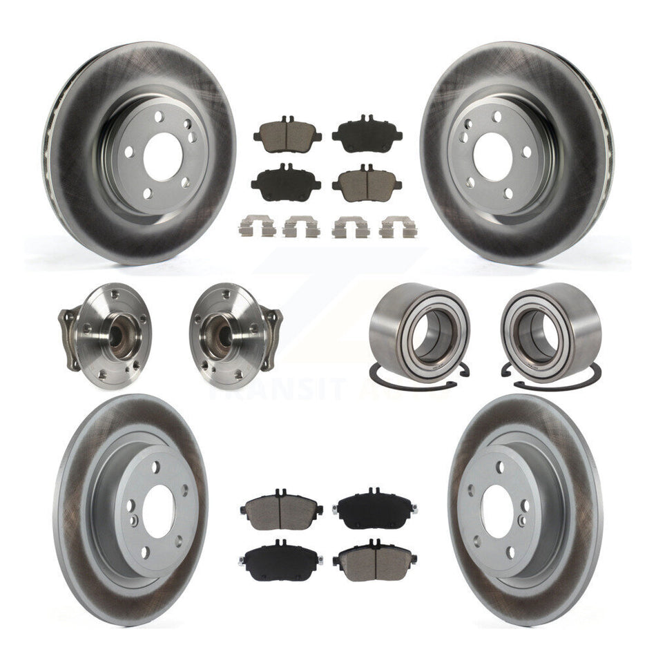 Front Rear Wheel Hub Bearings Assembly Coated Disc Brake Rotors And Ceramic Pads Kit (10Pc) For Mercedes-Benz GLA250 CLA250 KBB-117904