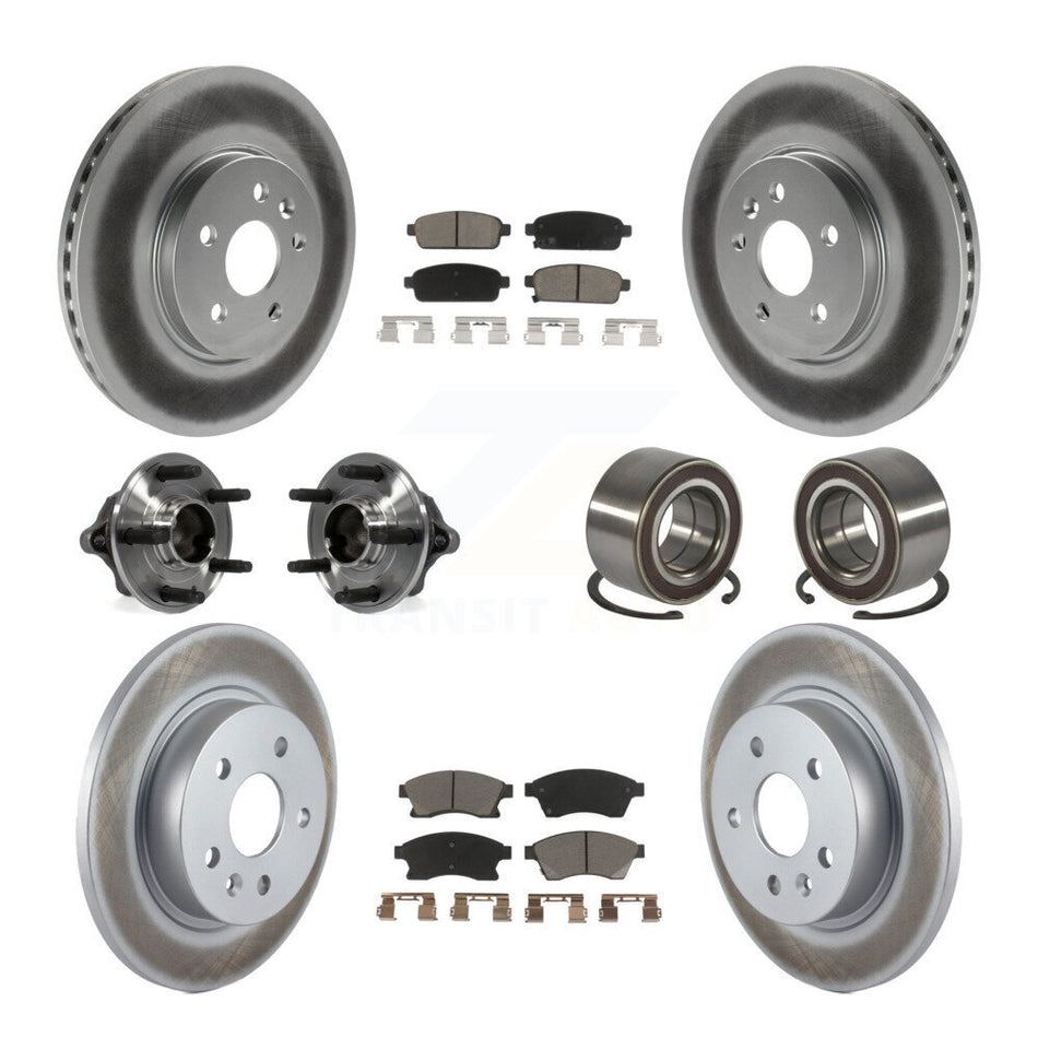 Front Rear Wheel Hub Bearings Assembly Coated Disc Brake Rotors And Ceramic Pads Kit (10Pc) For Chevrolet Sonic Buick Encore Trax KBB-117911