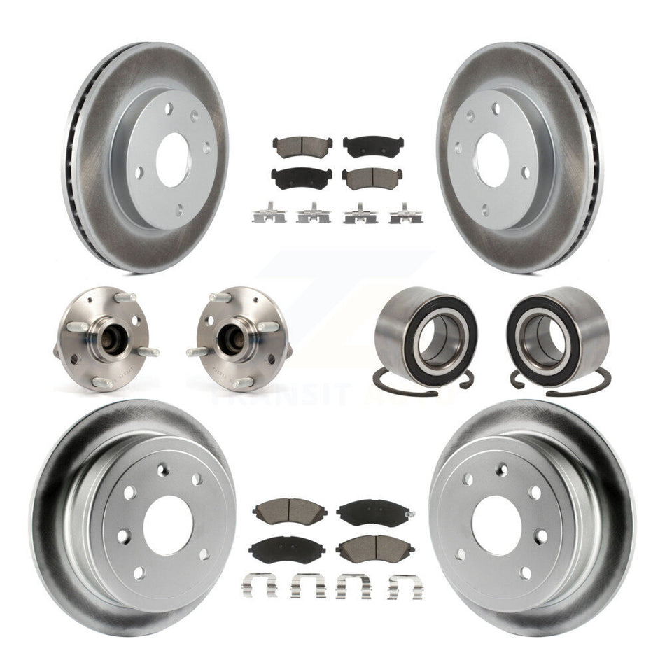 Front Rear Wheel Hub Bearings Assembly Coated Disc Brake Rotors And Ceramic Pads Kit (10Pc) For Suzuki Forenza Reno Chevrolet Optra Non-ABS KBB-117914