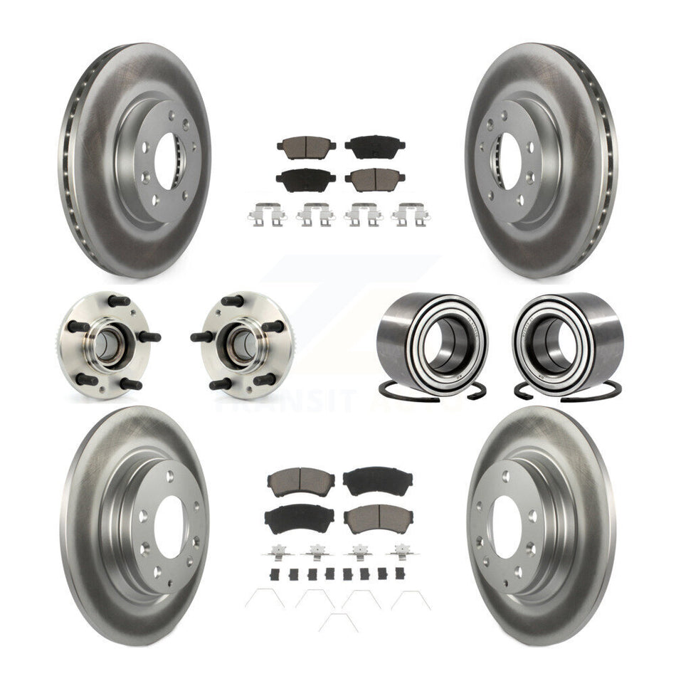 Front Rear Wheel Hub Bearings Assembly Coated Disc Brake Rotors And Ceramic Pads Kit (10Pc) For Ford Fusion Lincoln MKZ Mercury Milan Mazda 6 Zephyr KBB-117917