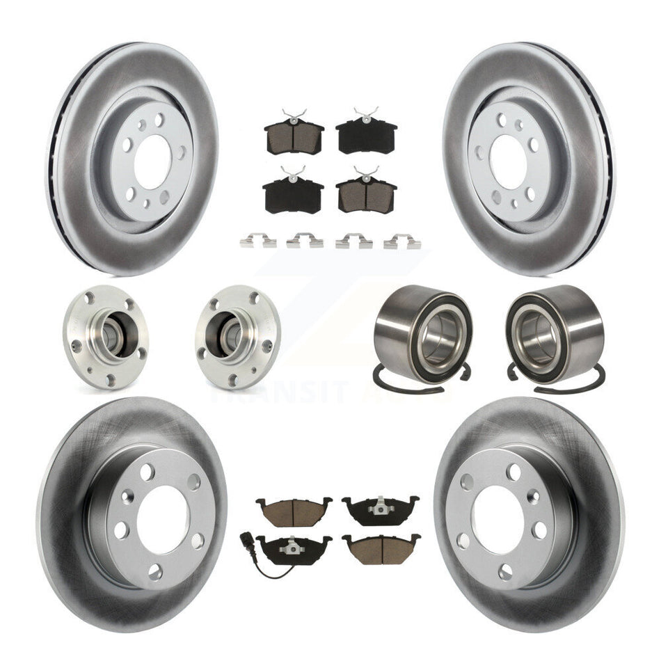 Front Rear Wheel Hub Bearings Assembly Coated Disc Brake Rotors And Ceramic Pads Kit (10Pc) For Volkswagen Beetle Golf Jetta KBB-117920