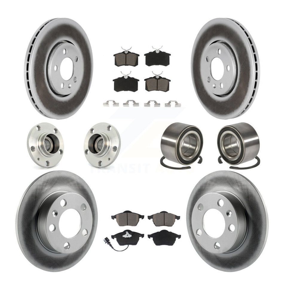 Front Rear Wheel Hub Bearings Assembly Coated Disc Brake Rotors And Ceramic Pads Kit (10Pc) For Volkswagen Beetle Golf Jetta KBB-117921
