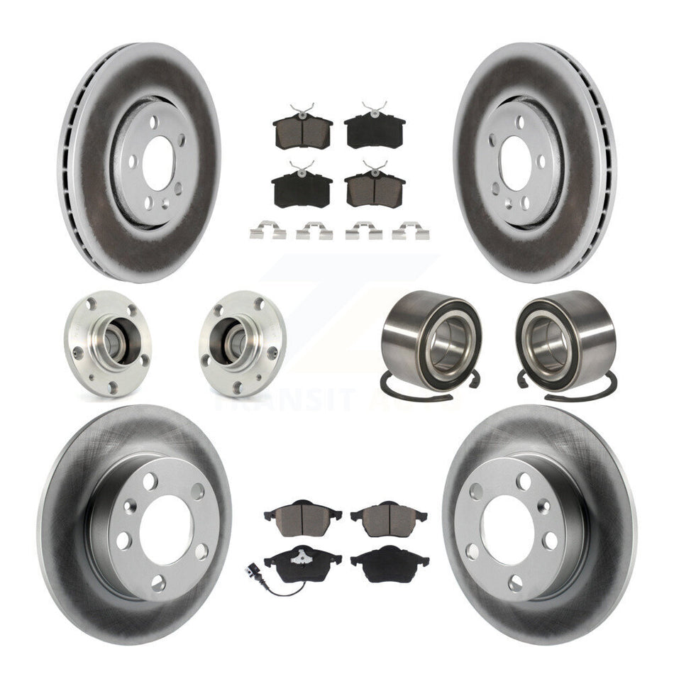 Front Rear Wheel Hub Bearings Assembly Coated Disc Brake Rotors And Ceramic Pads Kit (10Pc) For 2007-2010 Volkswagen Beetle With 288mm Diameter Rotor KBB-117923