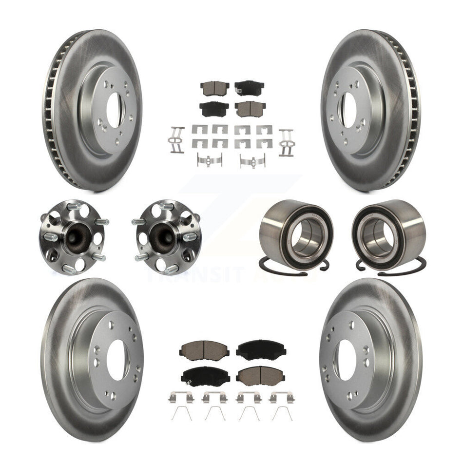 Front Rear Wheel Hub Bearings Assembly Coated Disc Brake Rotors And Ceramic Pads Kit (10Pc) For 2015 Honda Civic EX with Coupe Manual transmission KBB-117937