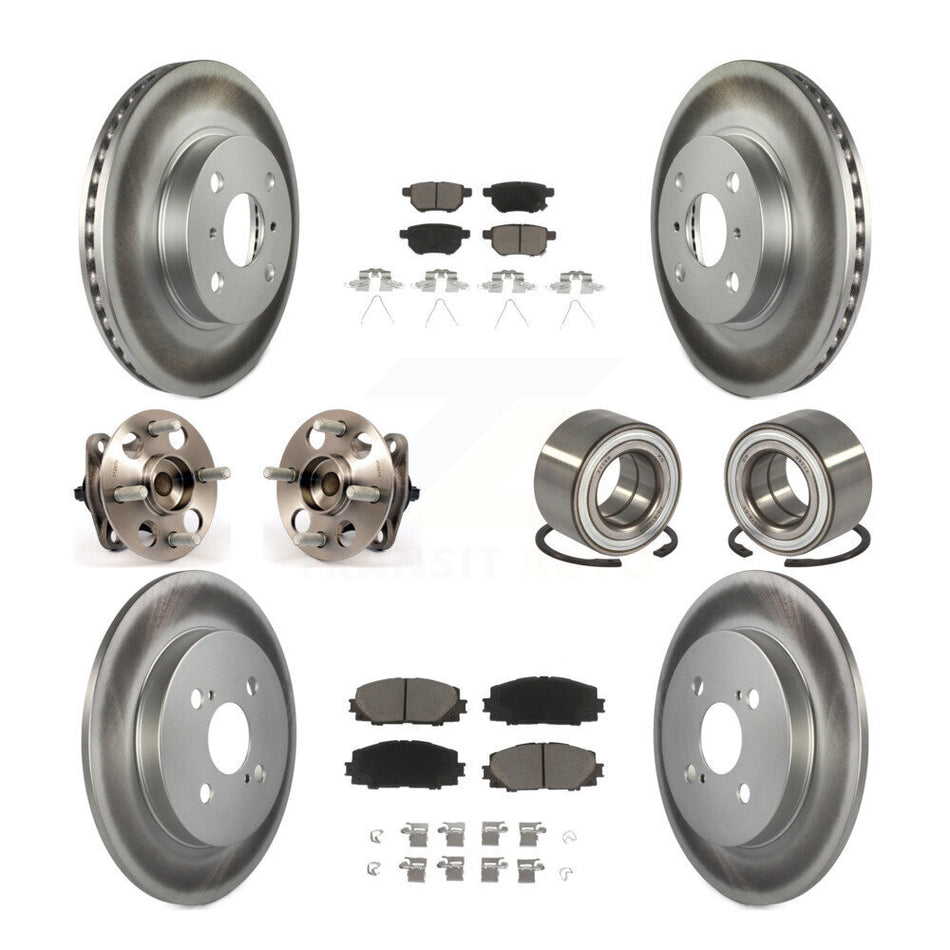 Front Rear Wheel Hub Bearings Assembly Coated Disc Brake Rotors And Ceramic Pads Kit (10Pc) For Toyota Yaris Japan Production Identified By 1st Digit Of VIN J KBB-117941