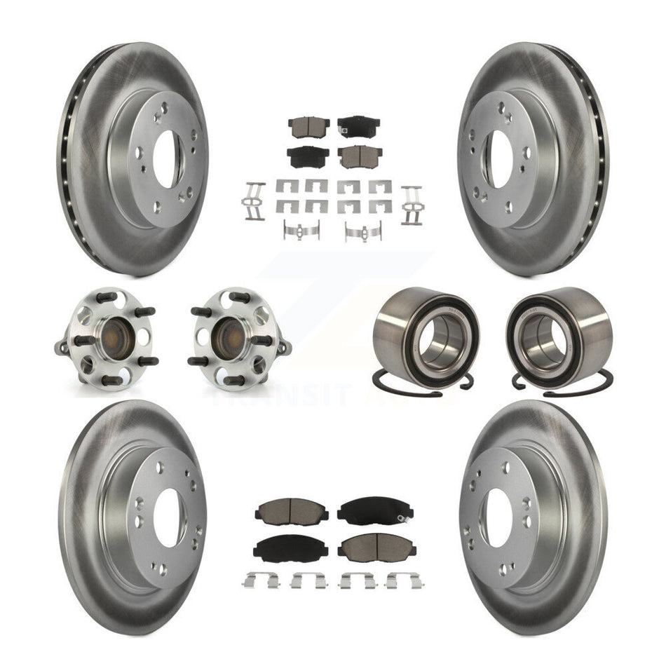 Front Rear Wheel Hub Bearings Assembly Coated Disc Brake Rotors And Ceramic Pads Kit (10Pc) For Honda Civic KBB-117951