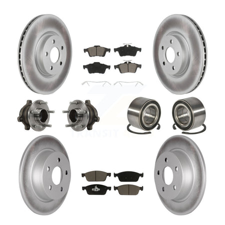 Front Rear Hub Bearing Coated Disc Brake Rotor & Pads Kit (10Pc) For Ford Transit Connect KBB-118002