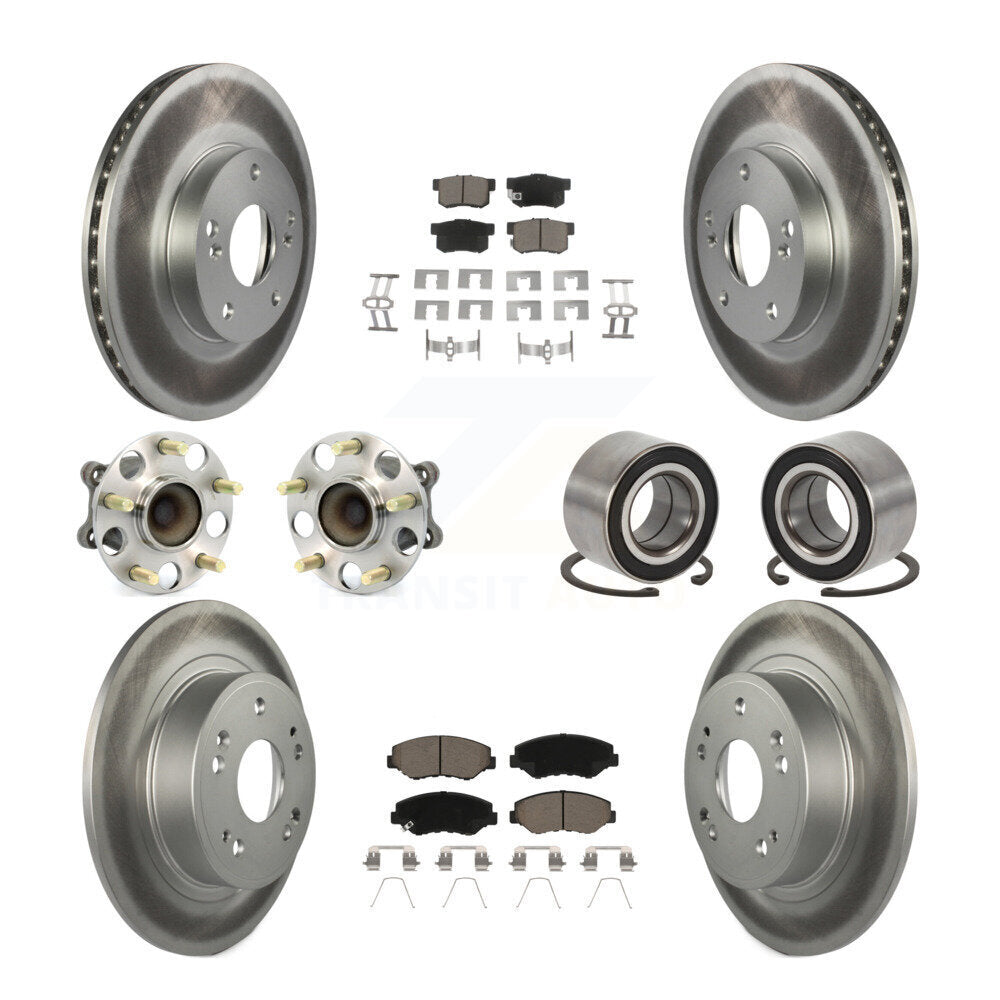 Front Rear Wheel Hub Bearing Coated Disc Brake Rotor And Pads Kit (10Pc) For Honda Accord KBB-118008