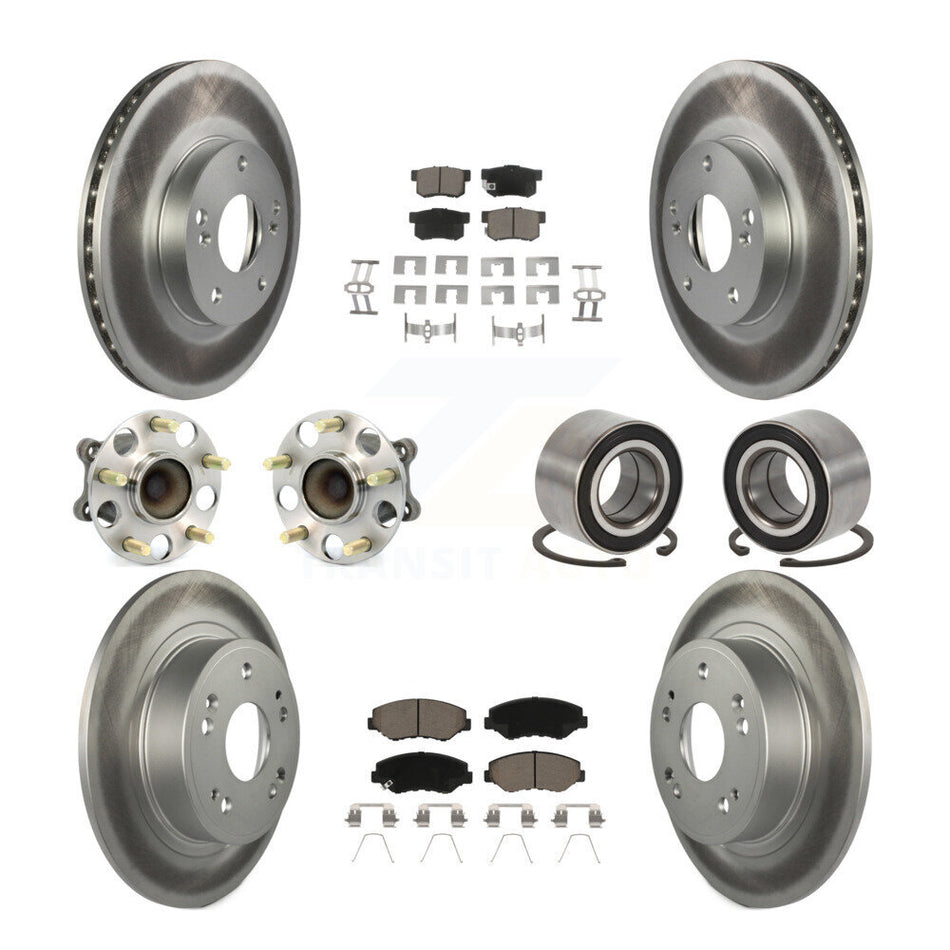Front Rear Wheel Hub Bearing Coated Disc Brake Rotor And Pads Kit (10Pc) For Honda Accord KBB-118008