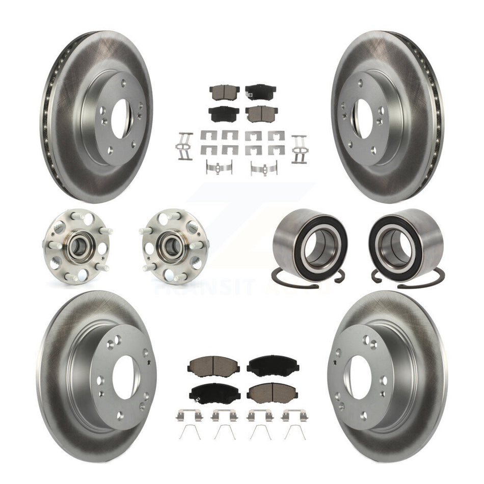 Front Rear Wheel Hub Bearings Assembly Coated Disc Brake Rotors And Ceramic Pads Kit (10Pc) For Honda Accord Excluding Vehicles Built Canadian Market KBB-118009
