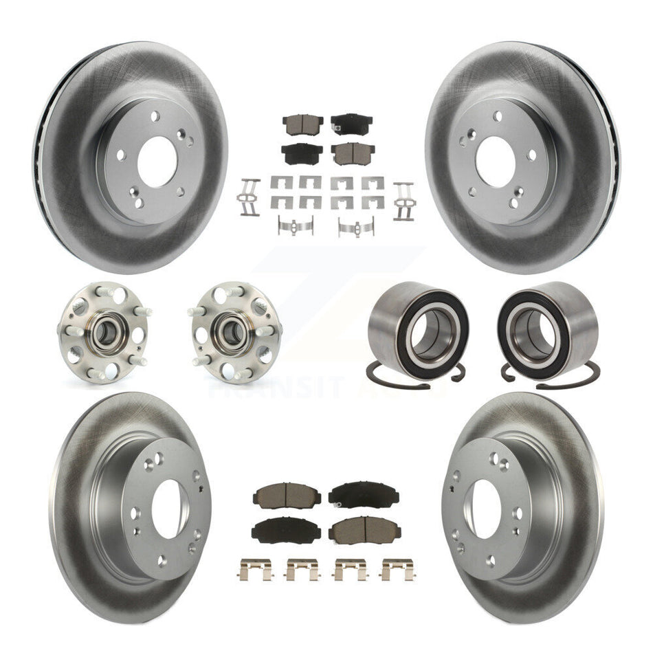 Front Rear Wheel Hub Bearings Assembly Coated Disc Brake Rotors And Ceramic Pads Kit (10Pc) For Honda Accord KBB-118010