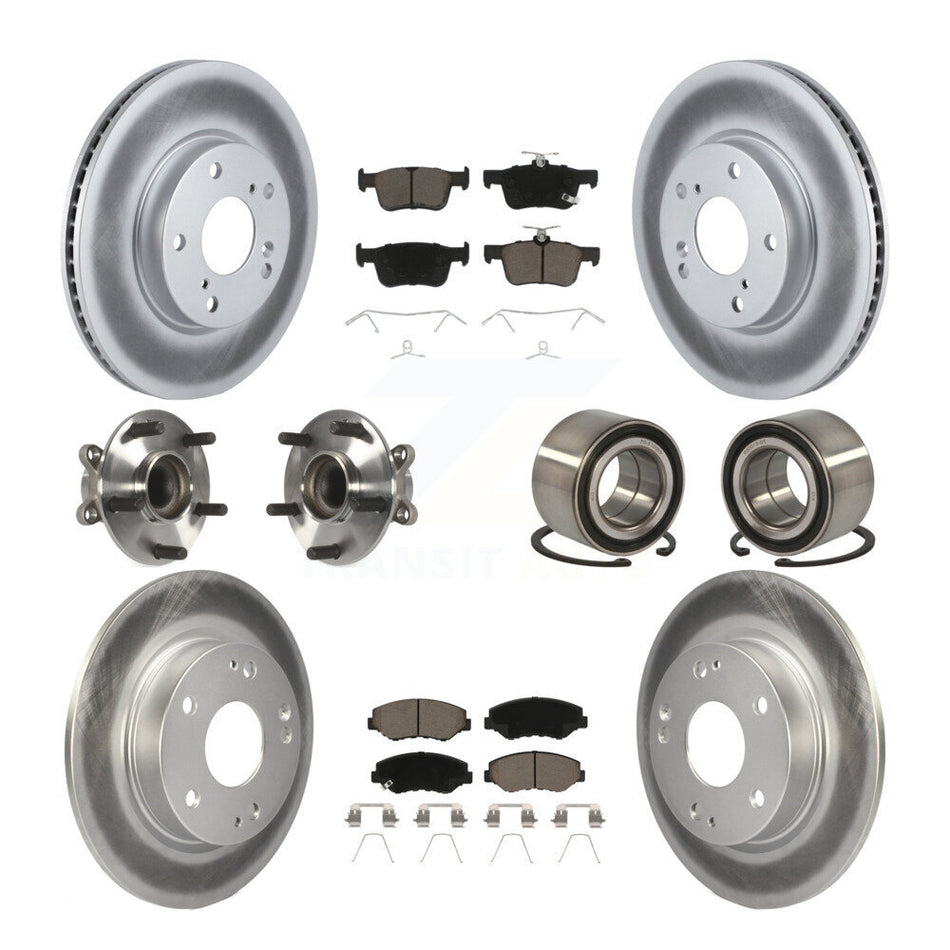 Front Rear Wheel Hub Bearings Assembly Coated Disc Brake Rotors And Ceramic Pads Kit (10Pc) For Honda Civic KBB-118022