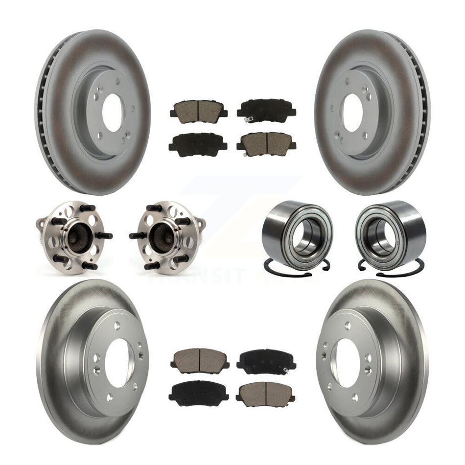 Front Rear Hub Bearing Coated Brake Rotor And Pad Kit (10Pc) For Kia Forte Forte5 Hyundai KBB-118028