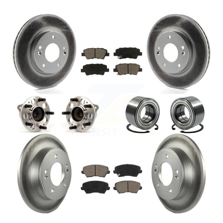 Front Rear Hub Bearing Coated Brake Rotor Pads Kit (10Pc) For Kia Forte Hyundai Forte5 GT KBB-118029