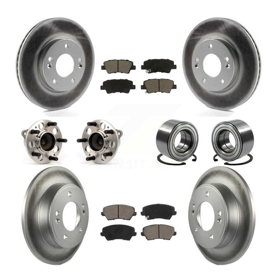 Front Rear Hub Bearing Coated Brake Rotor Pads Kit (10Pc) For Kia Forte Hyundai Forte5 GT KBB-118029