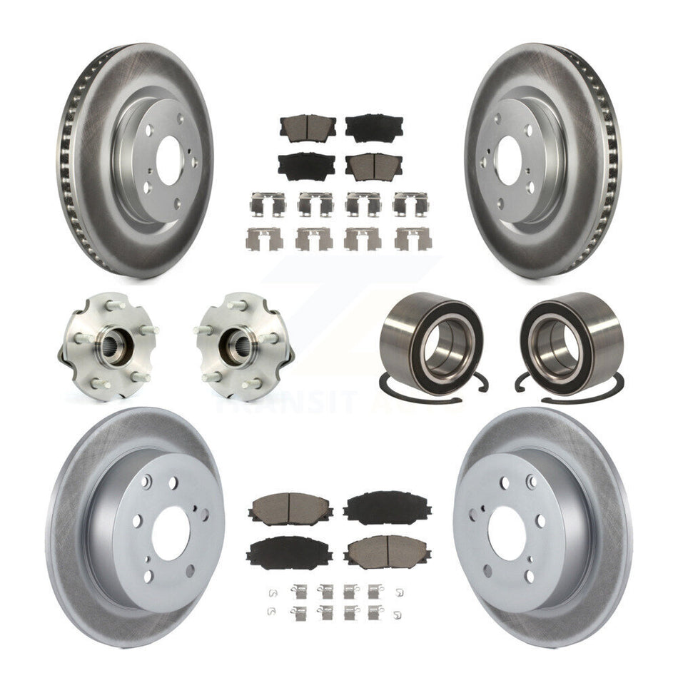 Front Rear Wheel Hub Bearings Assembly Coated Disc Brake Rotors And Ceramic Pads Kit (10Pc) For Toyota Matrix Pontiac Vibe KBB-118032
