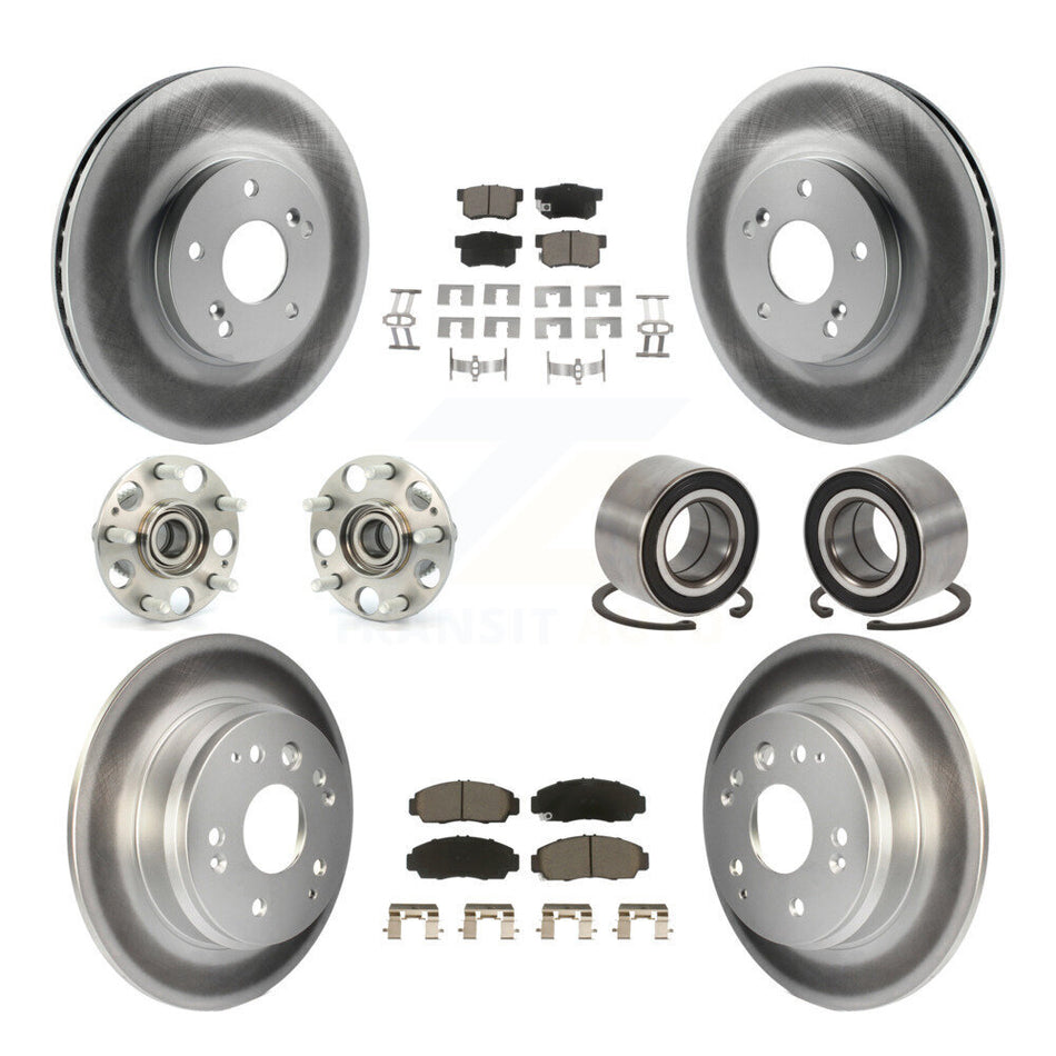 Front Rear Wheel Hub Bearings Assembly Coated Disc Brake Rotors And Ceramic Pads Kit (10Pc) For Acura TL KBB-118046