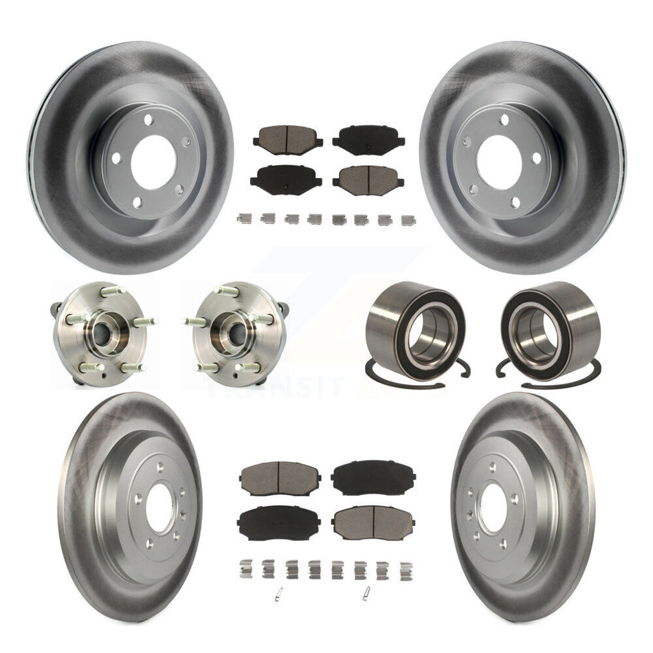 Front Rear Wheel Hub Bearings Assembly Coated Disc Brake Rotors And Ceramic Pads Kit (10Pc) For Ford Edge Lincoln MKX KBB-118055