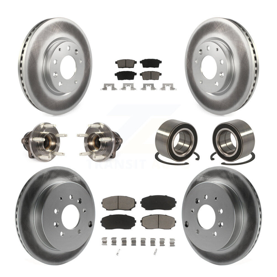 Front Rear Wheel Hub Bearings Assembly Coated Disc Brake Rotors And Ceramic Pads Kit (10Pc) For 2009-2009 Ford Edge Lincoln MKX FWD KBB-118060
