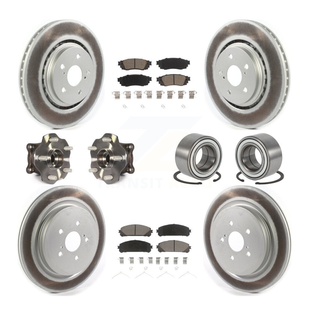 Front Rear Hub Bearing Coated Disc Brake Rotor & Pads Kit (10Pc) For 2016 Lexus RX350 AWD KBB-118068