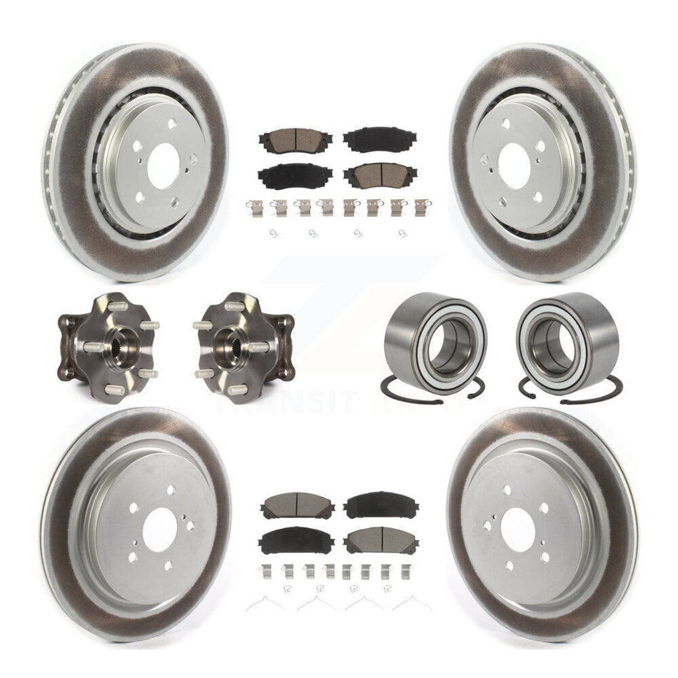 Front Rear Hub Bearing Coated Disc Brake Rotor & Pads Kit (10Pc) For 2016 Lexus RX350 AWD KBB-118068