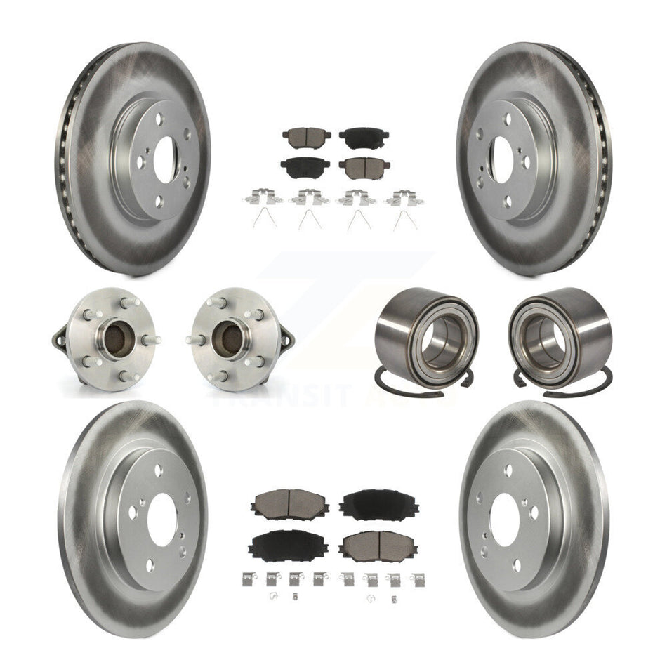 Front Rear Wheel Hub Bearing Coated Disc Brake Rotor And Pad Kit (10Pc) For Toyota Matrix KBB-118096