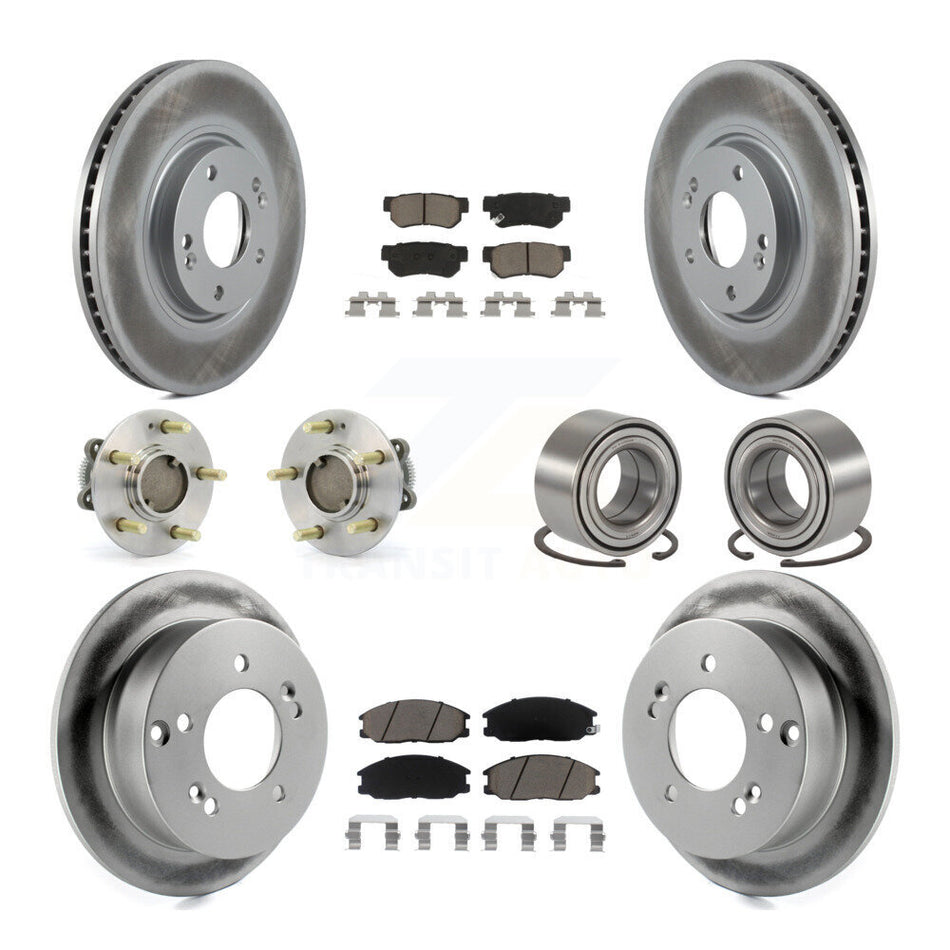 Front Rear Wheel Hub Bearings Assembly Coated Disc Brake Rotors And Ceramic Pads Kit (10Pc) For Hyundai XG350 KBB-118109