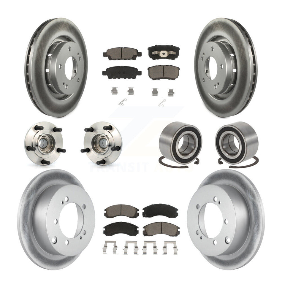 Front Rear Wheel Hub Bearings Assembly Coated Disc Brake Rotors And Ceramic Pads Kit (10Pc) For 2005-2006 Mitsubishi Outlander FWD KBB-118111