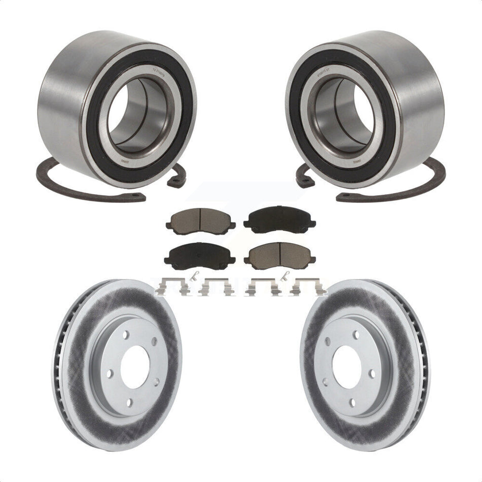 Front Wheel Bearing With Coated Disc Brake Rotors And Ceramic Pads Kit For Mitsubishi Lancer Outlander KBB-118125