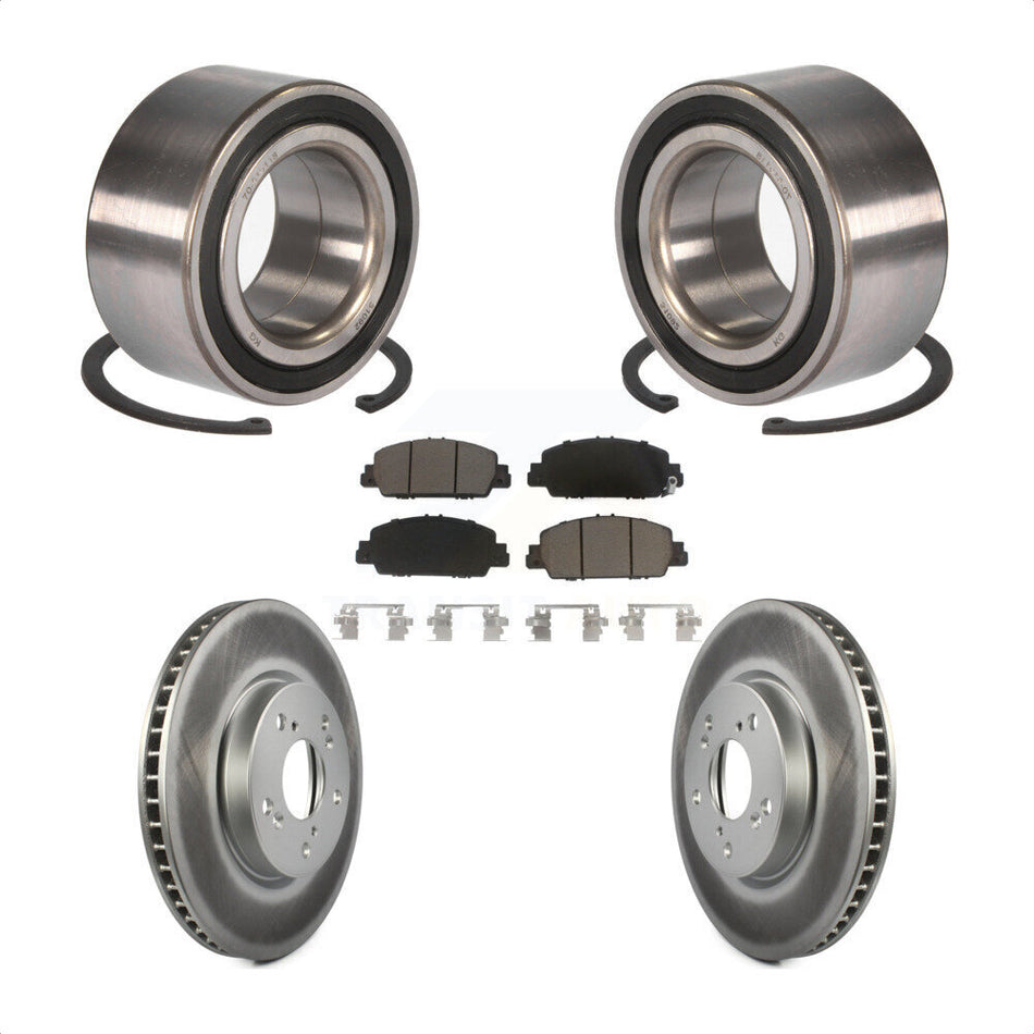 Front Wheel Bearing With Coated Disc Brake Rotors And Ceramic Pads Kit For Honda Accord KBB-118133