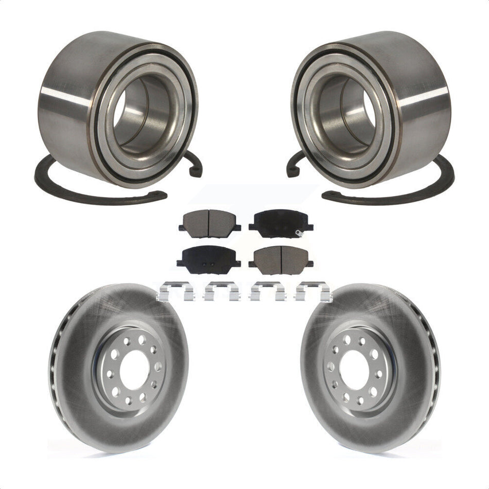 Front Wheel Bearing With Coated Disc Brake Rotors And Ceramic Pads Kit For 2016-2018 Fiat 500X KBB-118141
