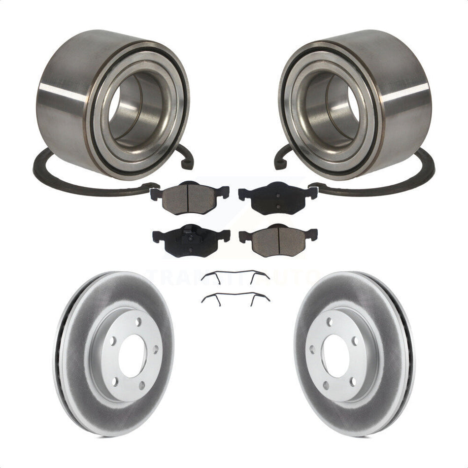 Front Wheel Bearing With Coated Disc Brake Rotors And Ceramic Pads Kit For Ford Escape Mazda Tribute Mercury Mariner KBB-118143