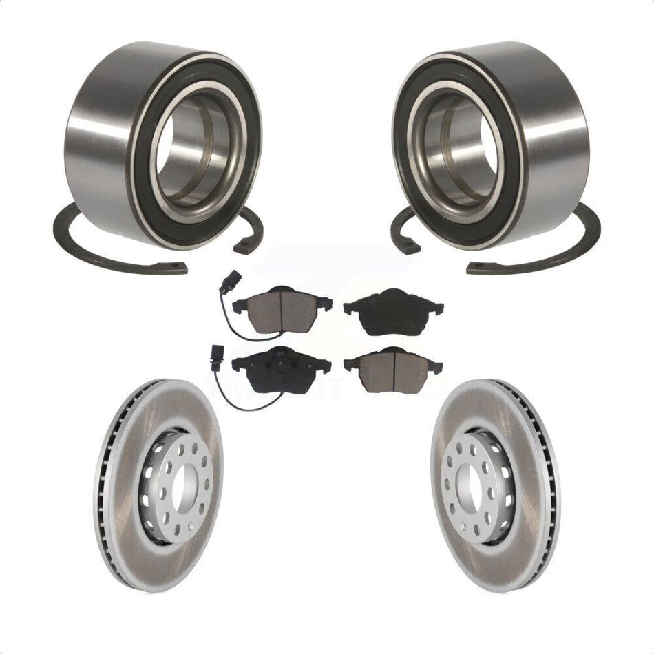 Front Wheel Bearing With Coated Disc Brake Rotors And Ceramic Pads Kit For Volkswagen Passat Audi A4 Quattro KBB-118145