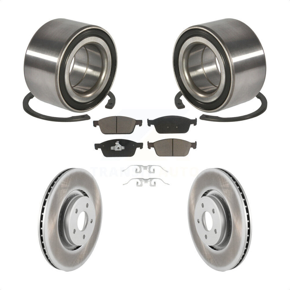 Front Wheel Bearing With Coated Disc Brake Rotors And Ceramic Pads Kit For Ford Focus Lincoln MKC KBB-118147