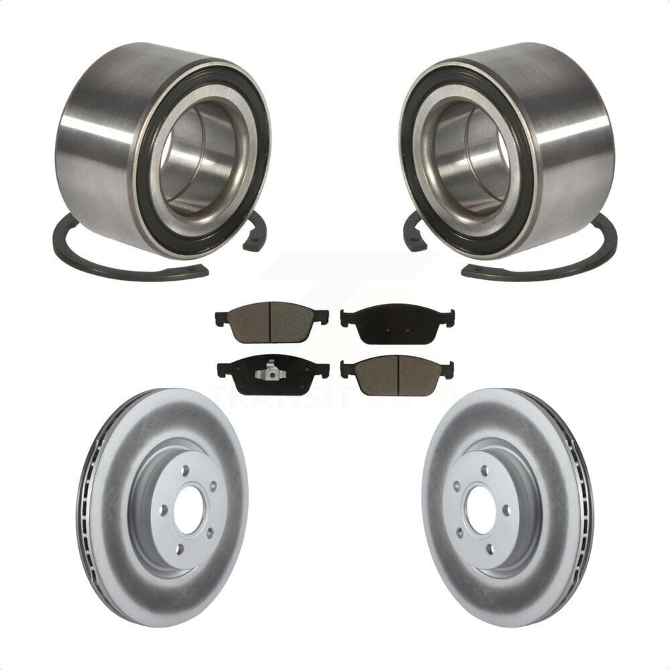 Front Wheel Bearing With Coated Disc Brake Rotors And Ceramic Pads Kit For Ford Escape Connect Lincoln MKC KBB-118150
