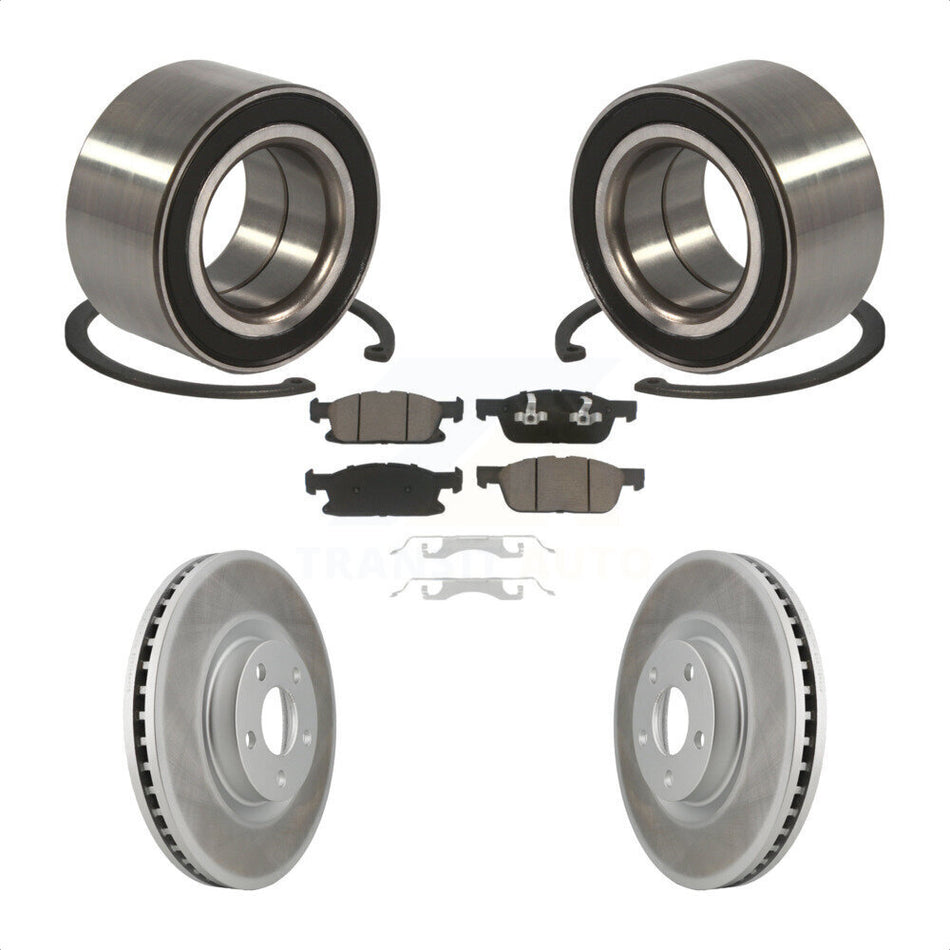 Front Wheel Bearing With Coated Disc Brake Rotors And Ceramic Pads Kit For 2015 Ford Edge FWD KBB-118151