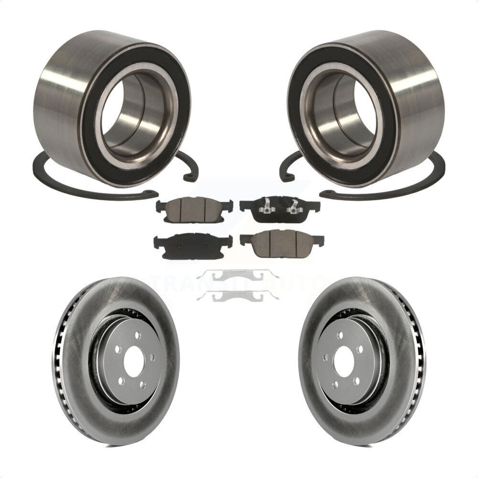 Front Wheel Bearing With Coated Disc Brake Rotors And Ceramic Pads Kit For 2015 Ford Edge AWD KBB-118152