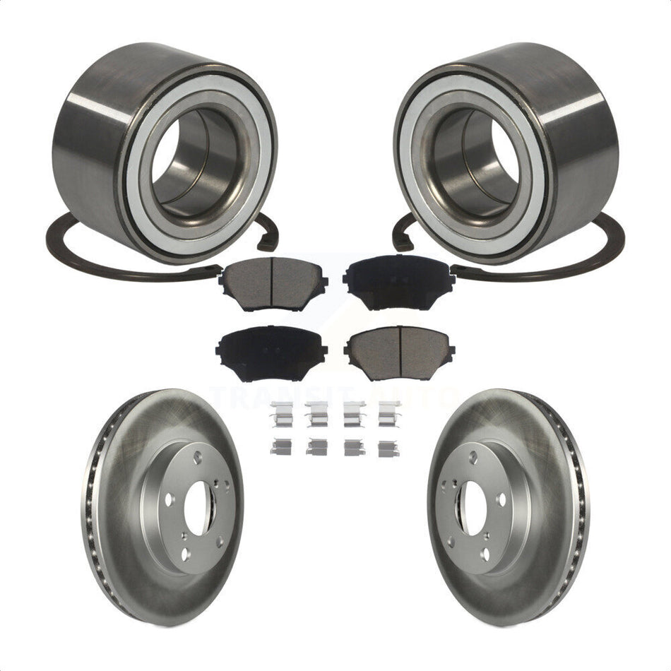 Front Wheel Bearing With Coated Disc Brake Rotors And Ceramic Pads Kit For Toyota RAV4 KBB-118154
