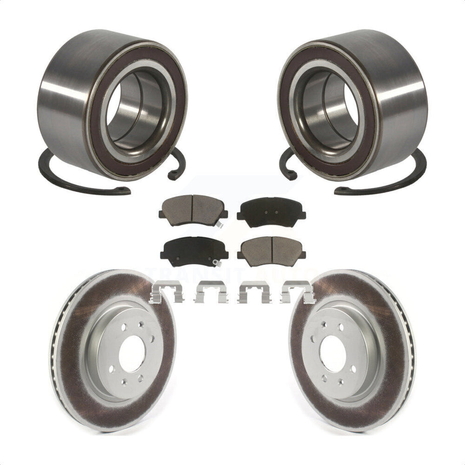 Front Wheel Bearing With Coated Disc Brake Rotors And Ceramic Pads Kit For Kia Rio KBB-118159