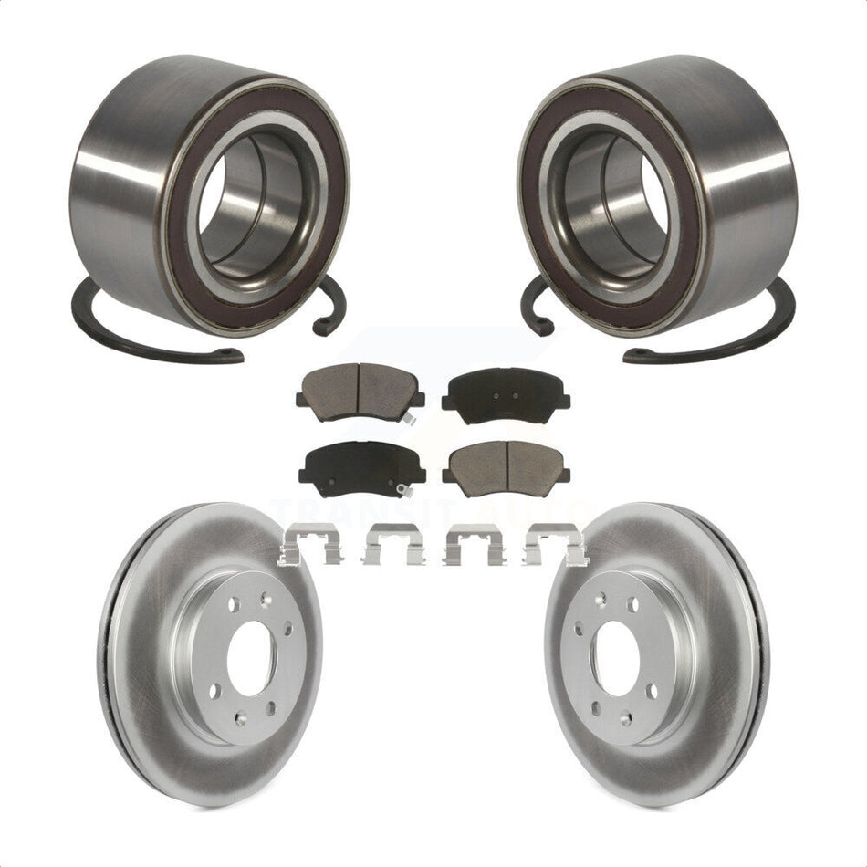 Front Wheel Bearing With Coated Disc Brake Rotors And Ceramic Pads Kit For Kia Rio KBB-118160