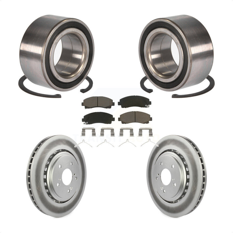 Front Wheel Bearing With Coated Disc Brake Rotors And Ceramic Pads Kit For 2015-2019 Acura TLX KBB-118169