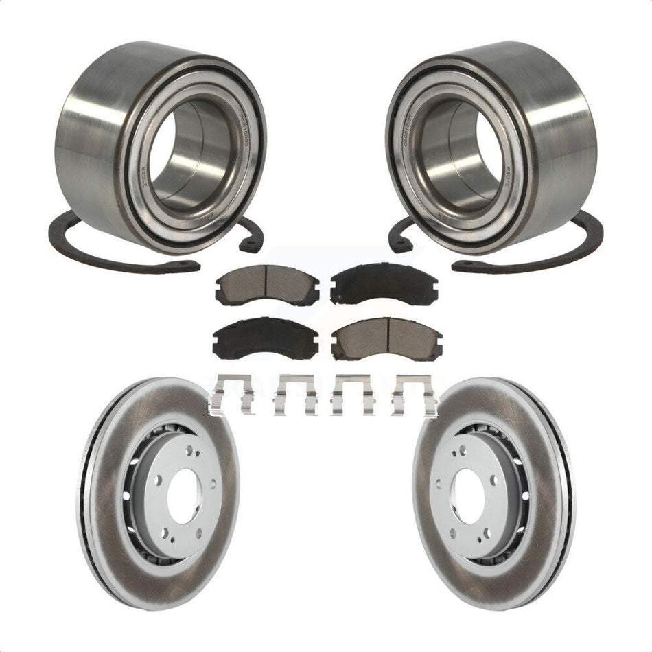 Front Wheel Bearing With Coated Disc Brake Rotors And Ceramic Pads Kit For 2009 Mitsubishi Lancer Ralliart with AWD From 04 09 KBB-118176