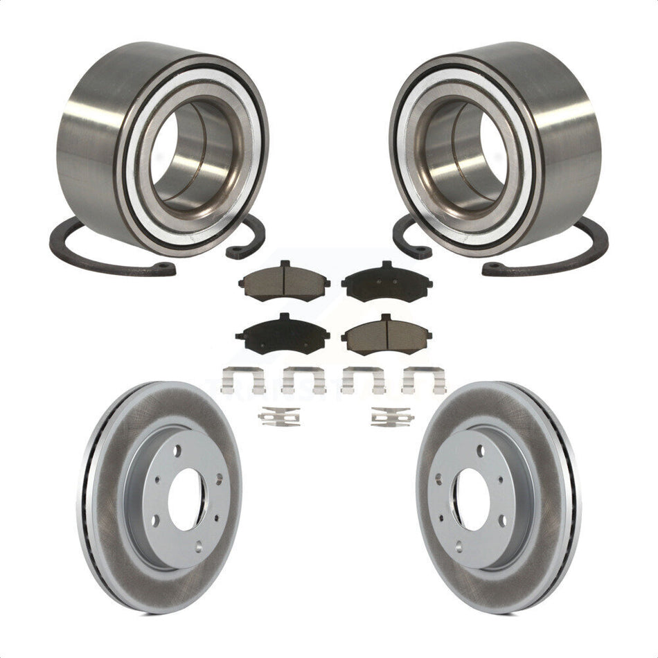 Front Wheel Bearing With Coated Disc Brake Rotors And Ceramic Pads Kit For Hyundai Elantra KBB-118183