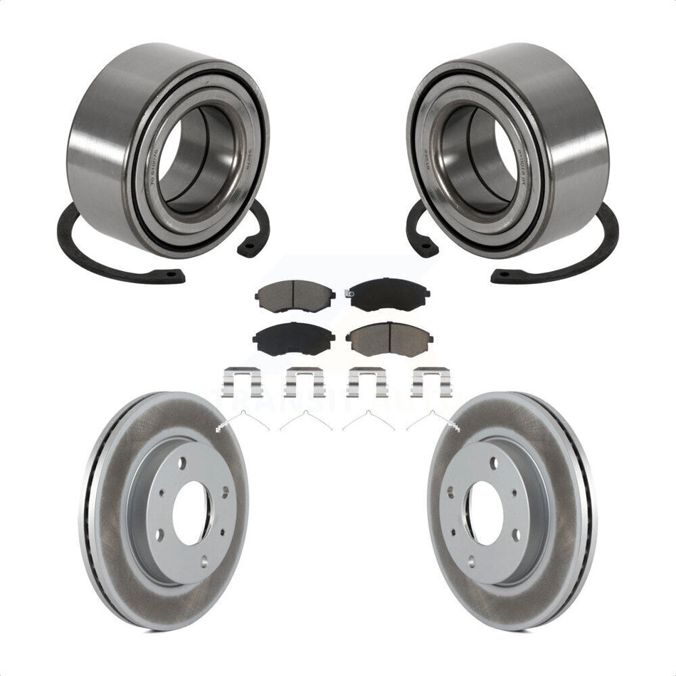 Front Wheel Bearing With Coated Disc Brake Rotors And Ceramic Pads Kit For Hyundai Sonata Kia Optima Magentis KBB-118184