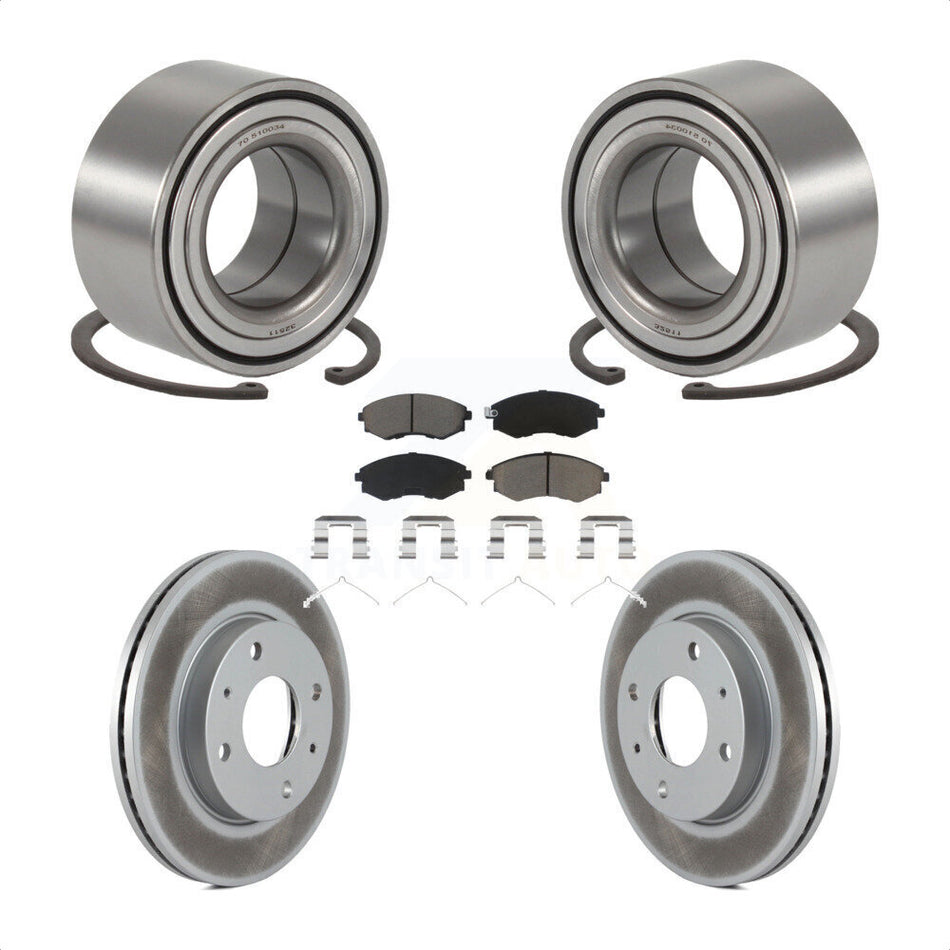 Front Wheel Bearing With Coated Disc Brake Rotors And Ceramic Pads Kit For Hyundai Sonata KBB-118185